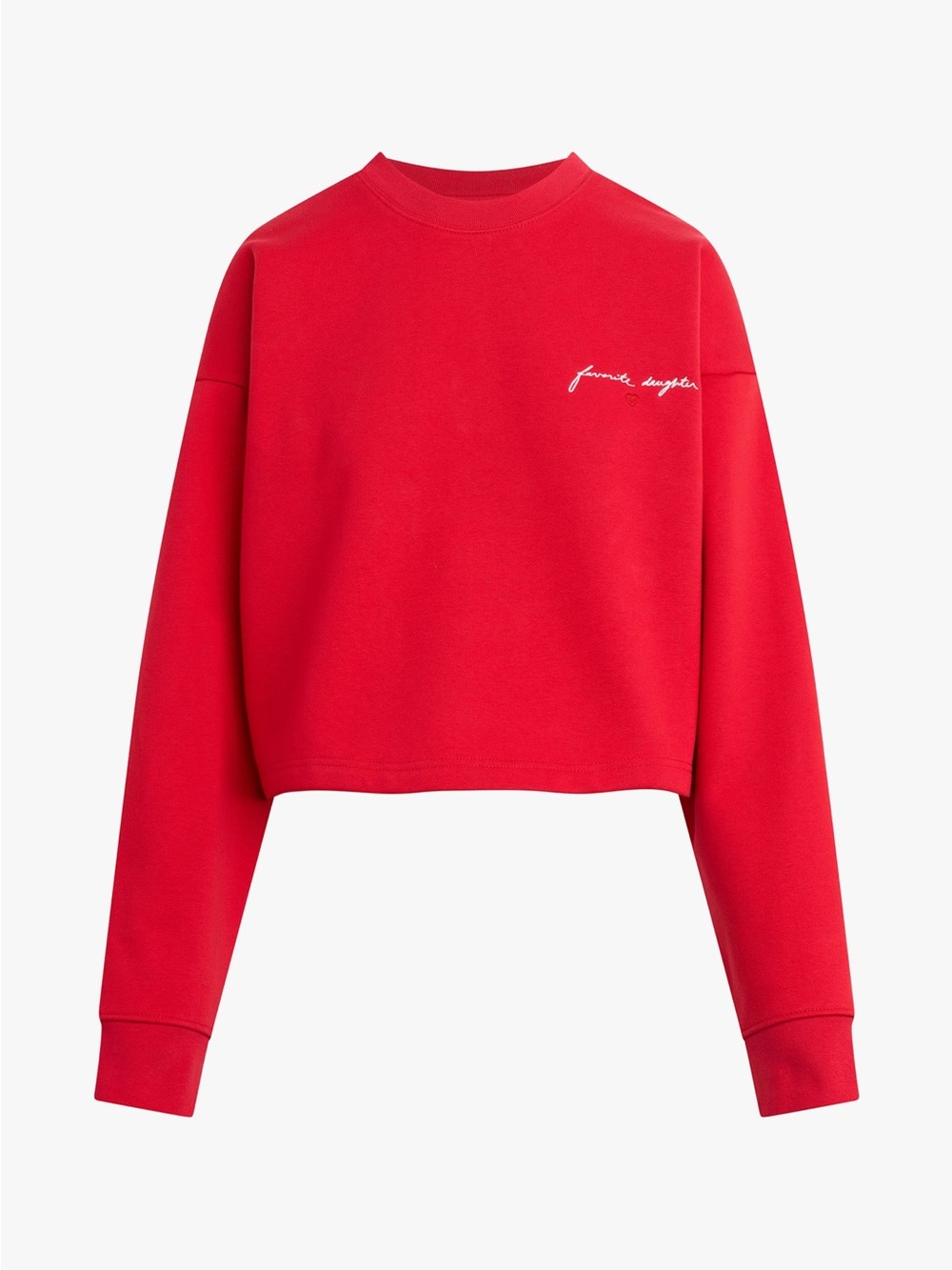 NWT Favorite Daughter The Cropped Signature Sweatshirt in Rouge Red XS